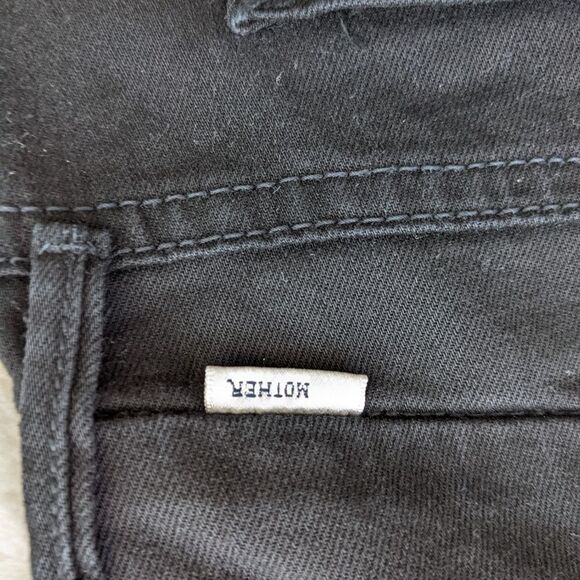 MOTHER Denim Looker Fray Hem Black Jeans 24 @O - Picture 10 of 15